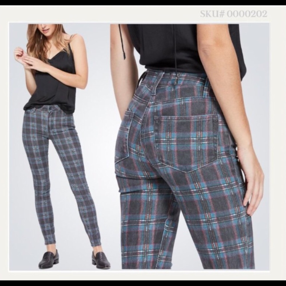 Paige Jeans Hoxton Ultra Skinny Tartan Plaid Pants NWT